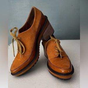 Kelsi Dagger 100% Leather Brooklyn Park Lace Up Stacked Heel Oxford